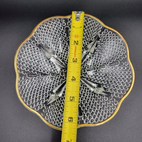 Serving Dishes Round Footed Square Clear Gold Yellow Glass Kitchen Candy Server - Picture 6 of 13